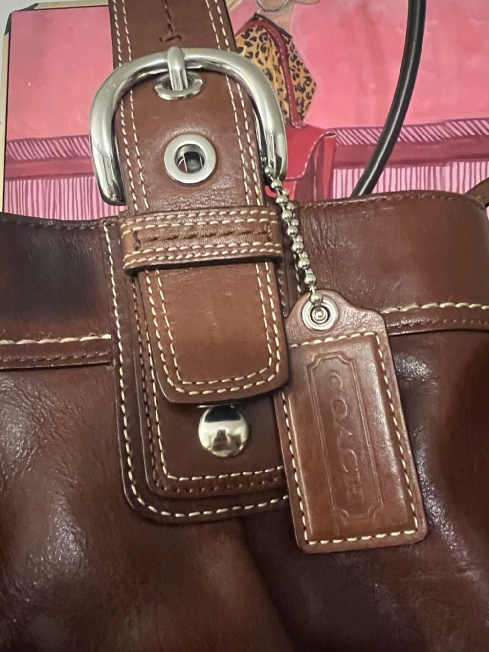 Vintage Coach Hampton Pleated Leather Satchel (style F18792) - Picture 2 of 14